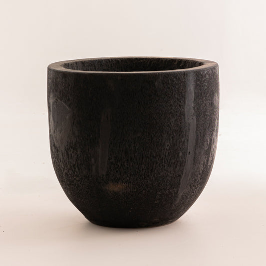 Cache-pot en bois de cocotier finition noire brûlée - 50 cm