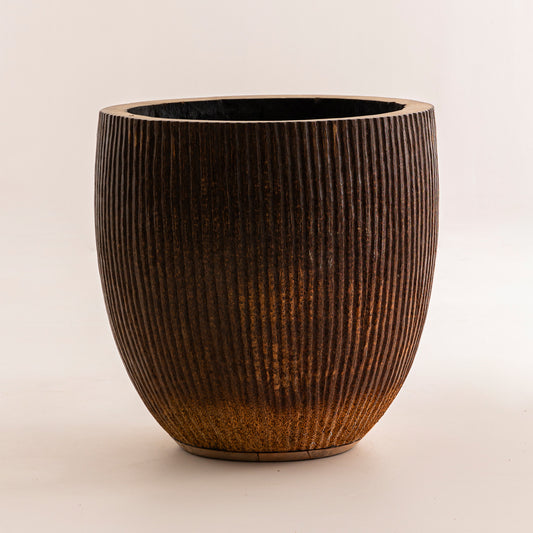 Cache Pot en bois de cocotier strié - 60 cm