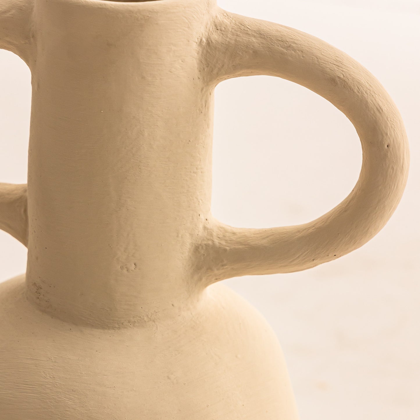 Vase Genta double anses en terre cuite - Blanc Crème