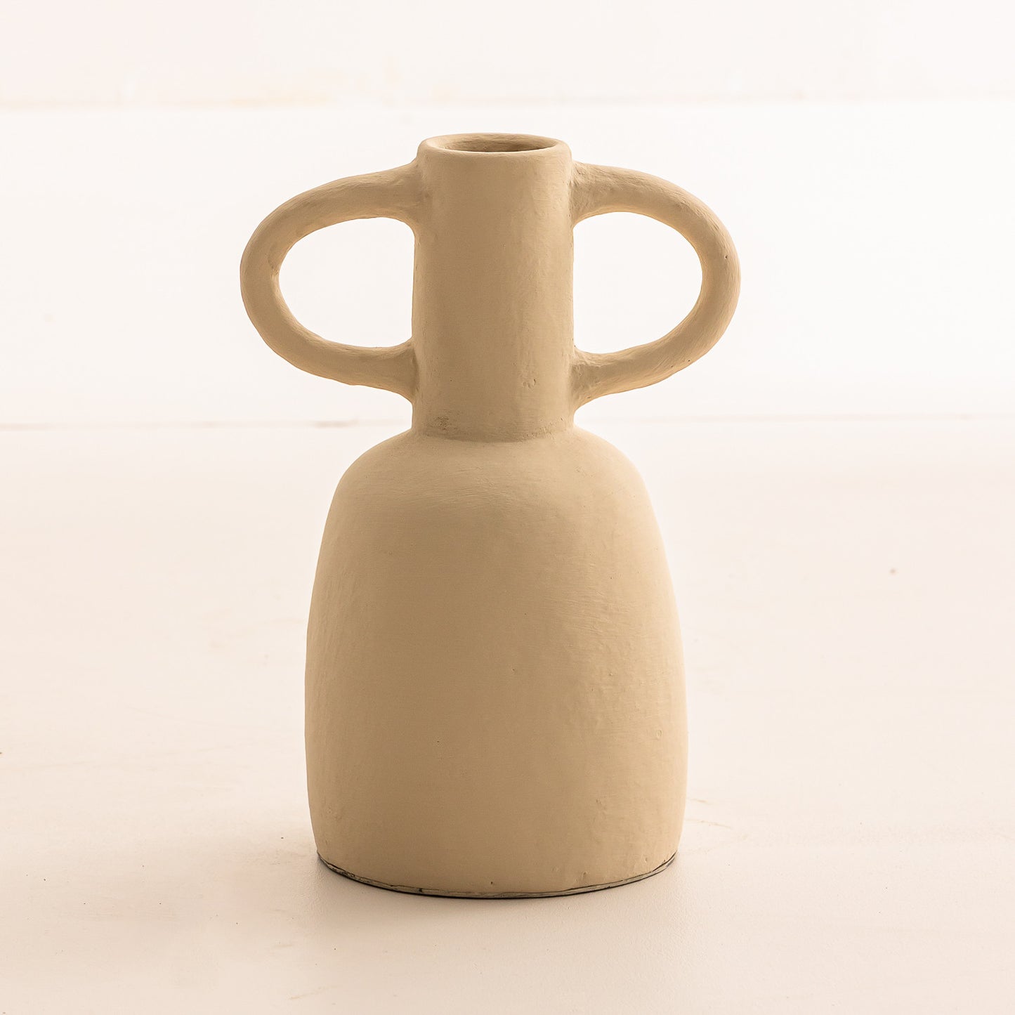 Vase Genta double anses en terre cuite - Blanc Crème