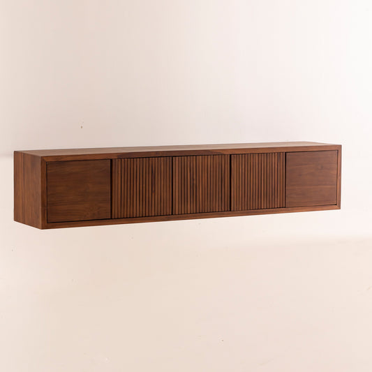 Meuble TV suspendu 5 portes en teck - 180cm