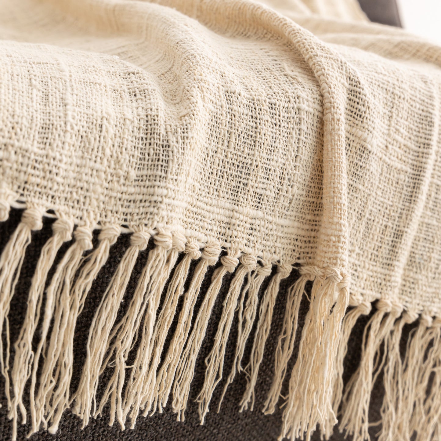 Plaid artisanal écru / beige 210*130 cm