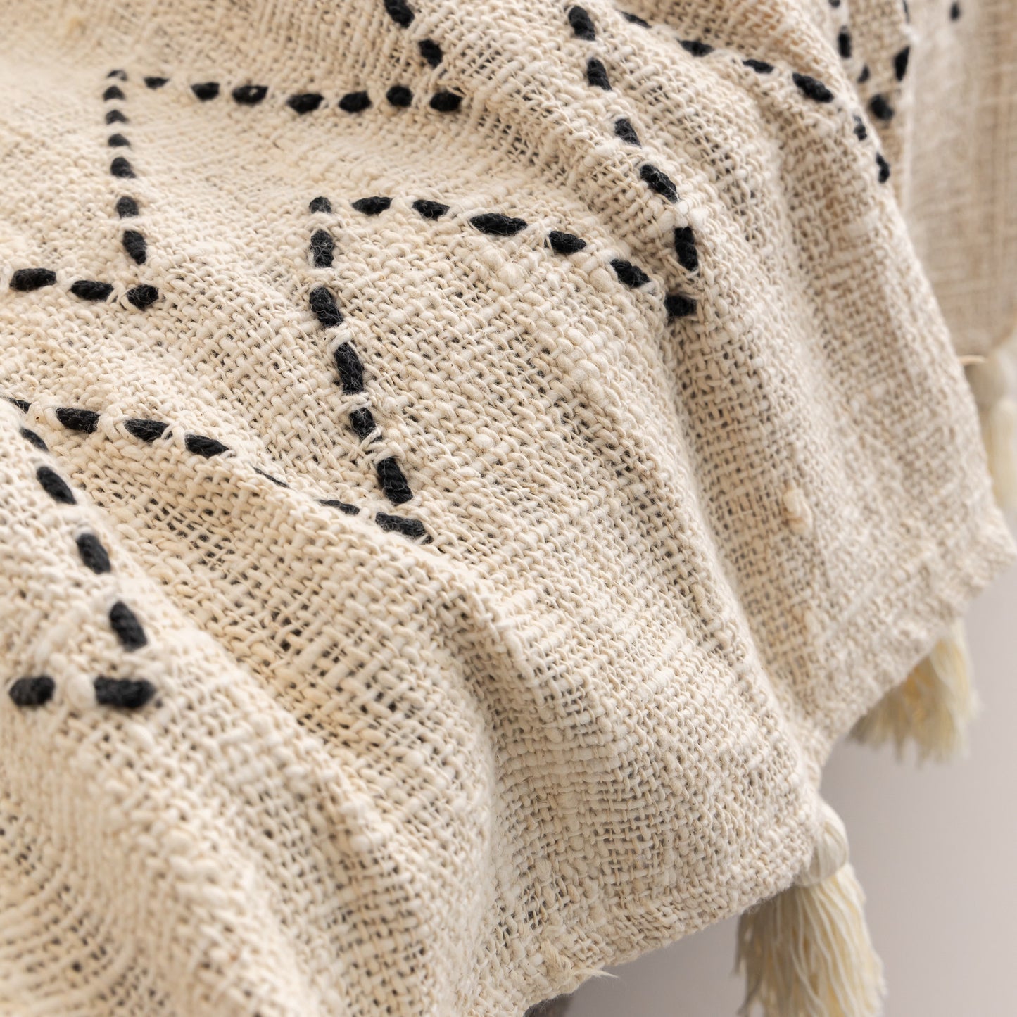 Plaid artisanal Zig Zag écru 220*130 cm