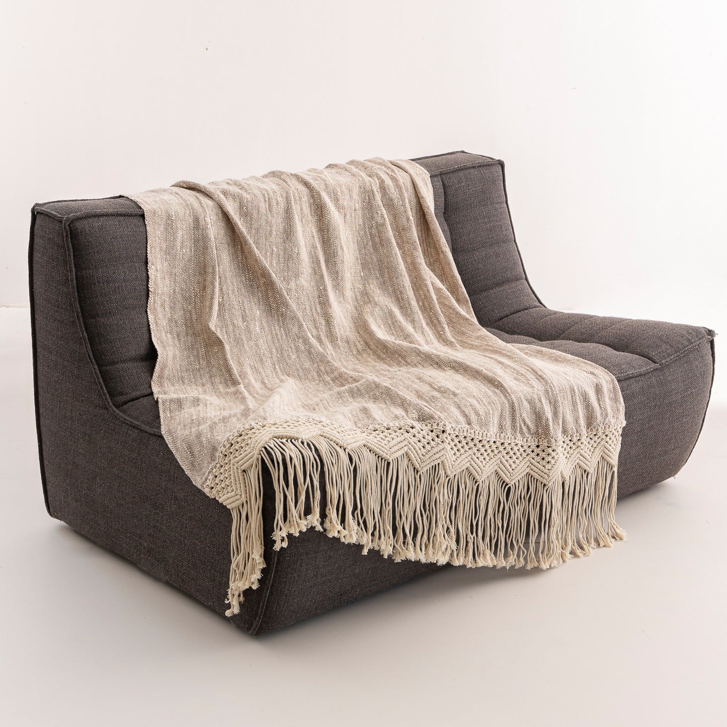 Plaid artisanal beige 130 x 230cm