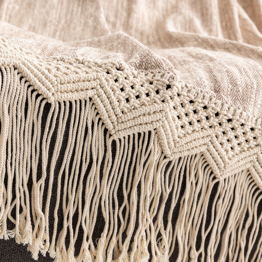 Plaid artisanal beige 130 x 230cm