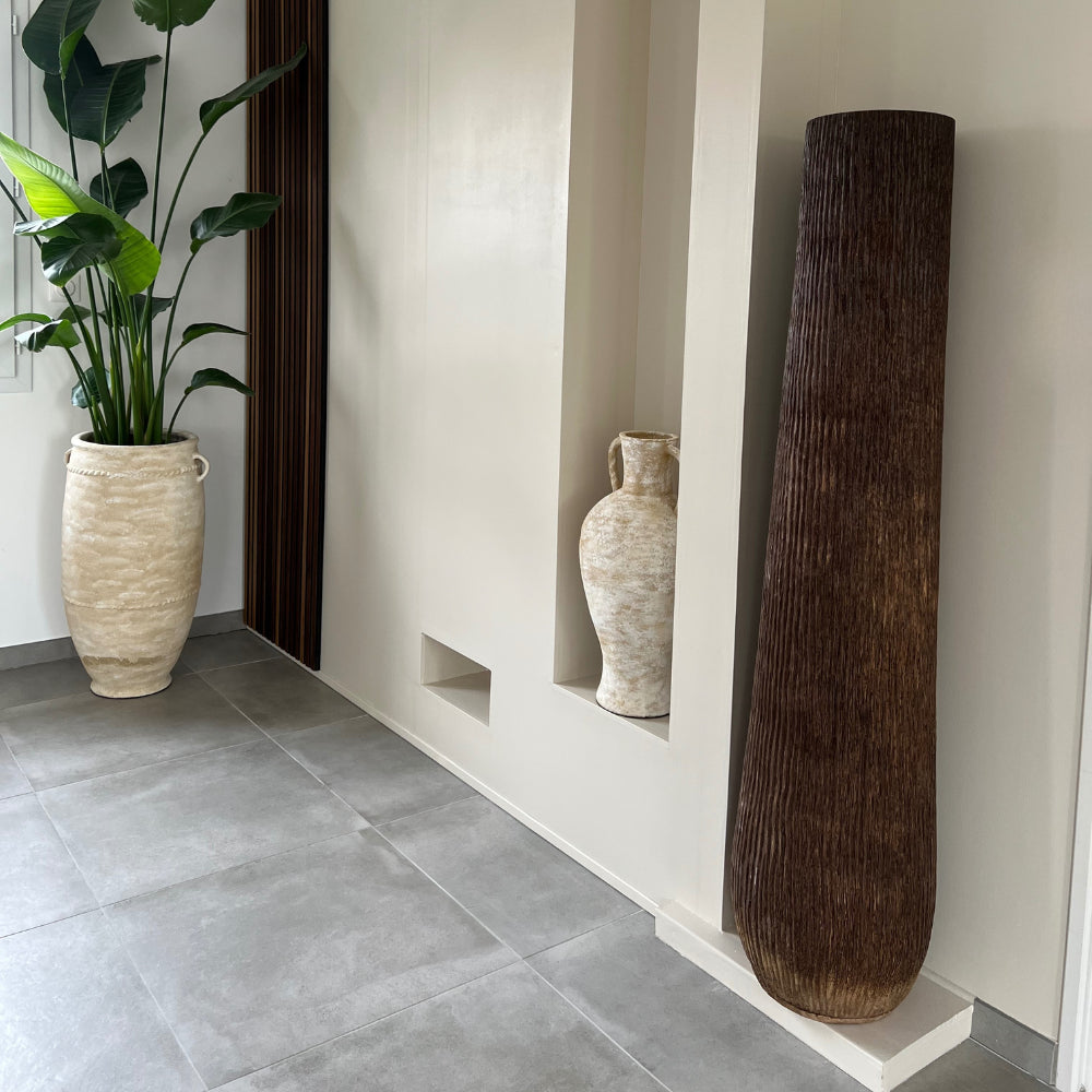 Pot en bois de cocotier strié - 150 cm