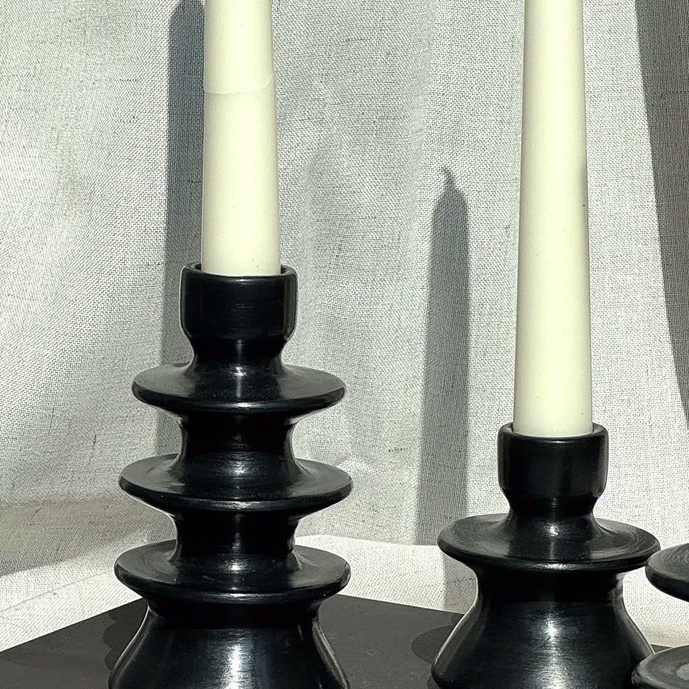 Bougeoir en céramique couleur noir