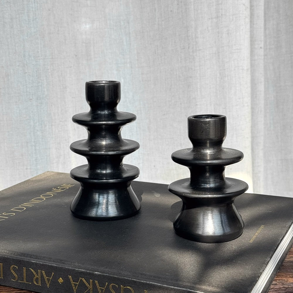 Bougeoir en céramique couleur noir