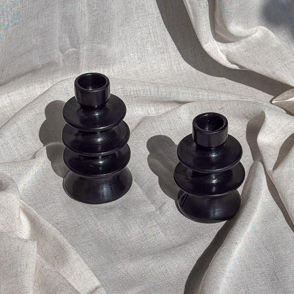 Bougeoir en céramique couleur noir