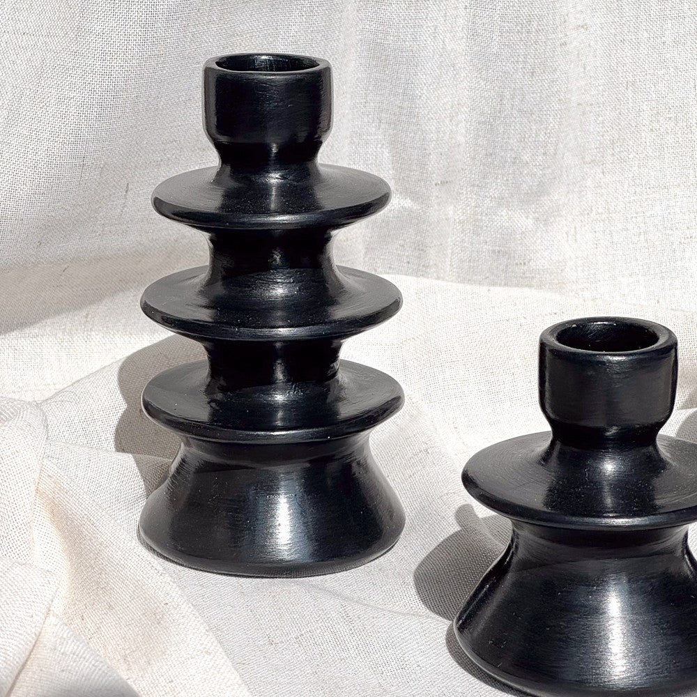 Bougeoir en céramique couleur noir