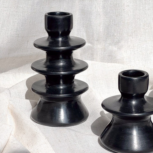 Bougeoir en céramique couleur noir