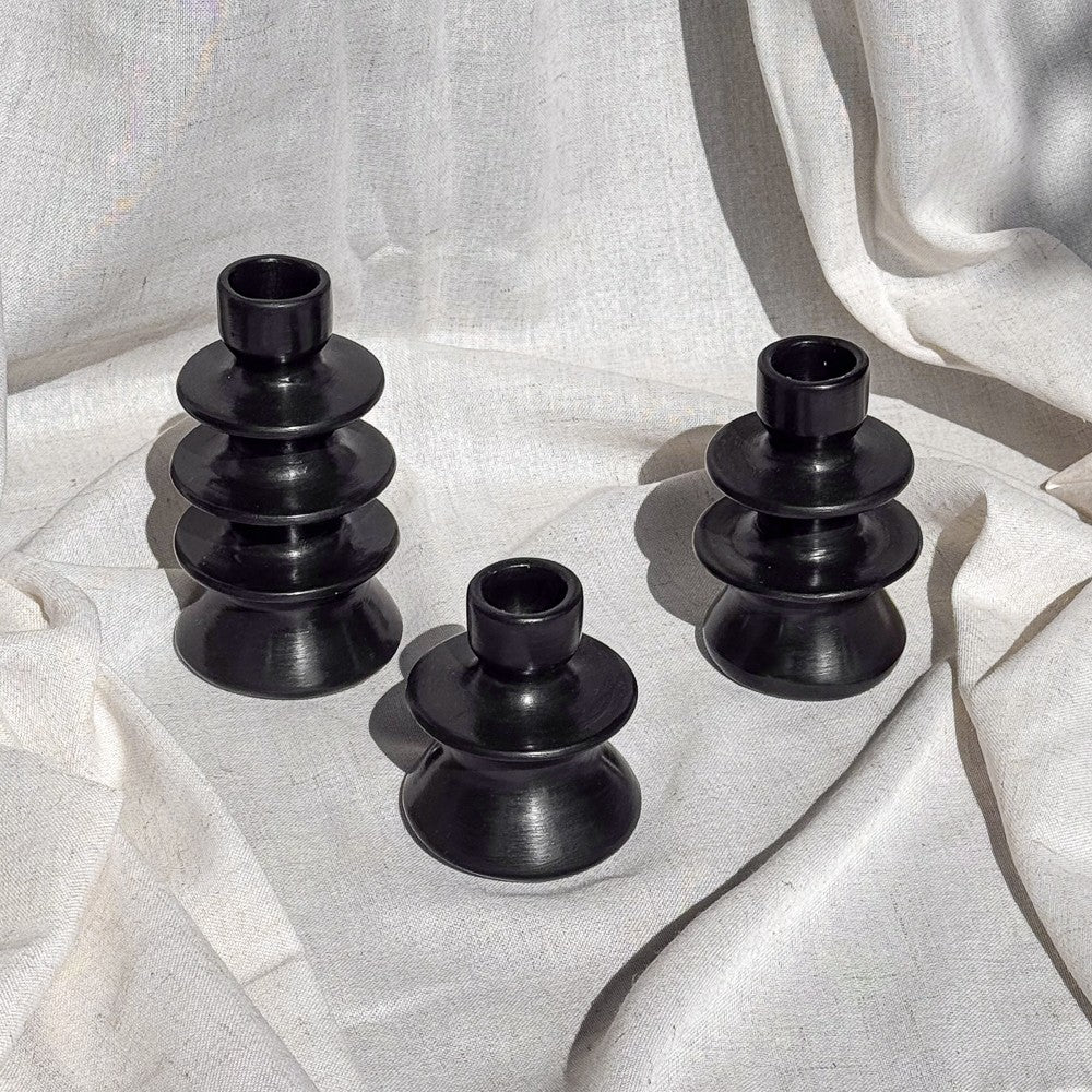 Bougeoir en céramique couleur noir