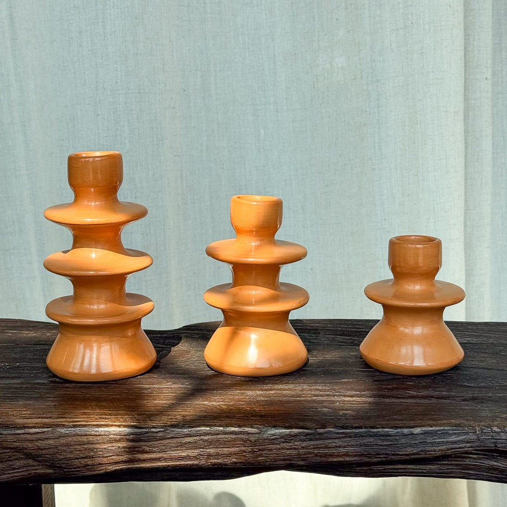 Bougeoir en céramique couleur orange