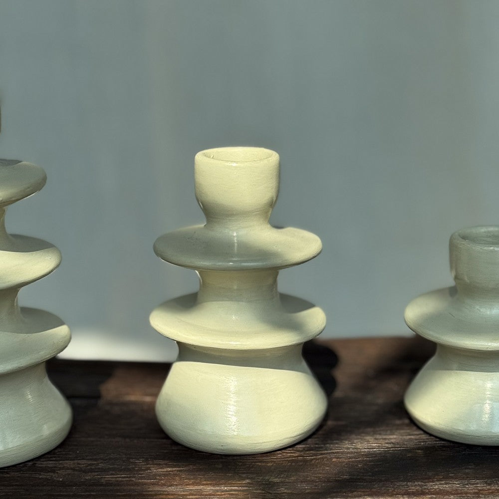 Bougeoir en céramique couleur écru