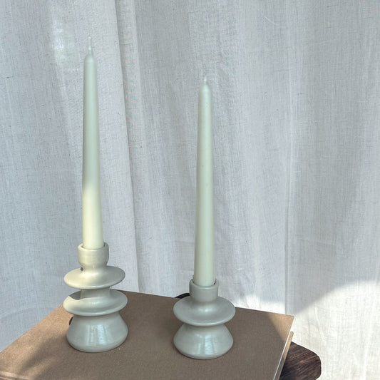 Bougeoir en céramique couleur écru