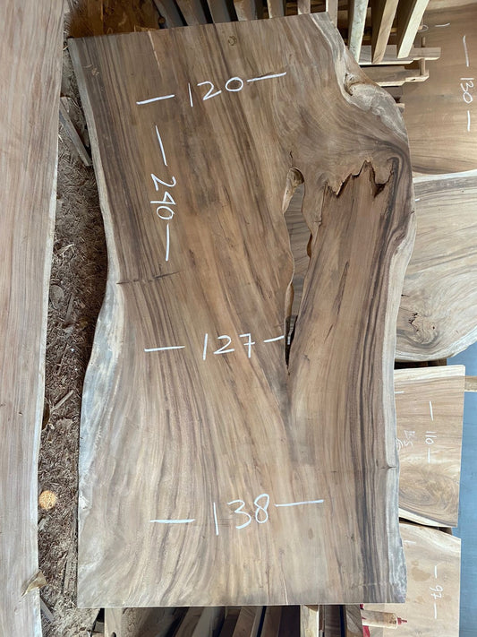Table et plateau à manger en bois de suar massif 240x138 cm