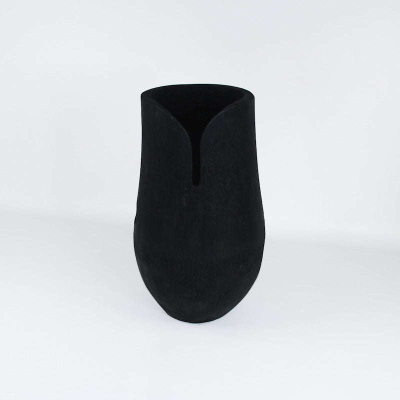 Haut pot Palm en bois de palmier brûlé noir  (100*50*55 cm)