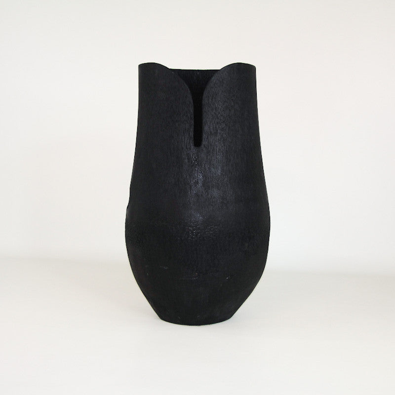 Haut pot Palm en bois de palmier brûlé noir  (100*50*55 cm)