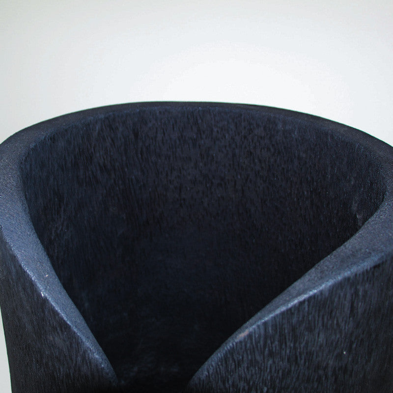 Haut pot Palm en bois de palmier brûlé noir  (100*50*55 cm)