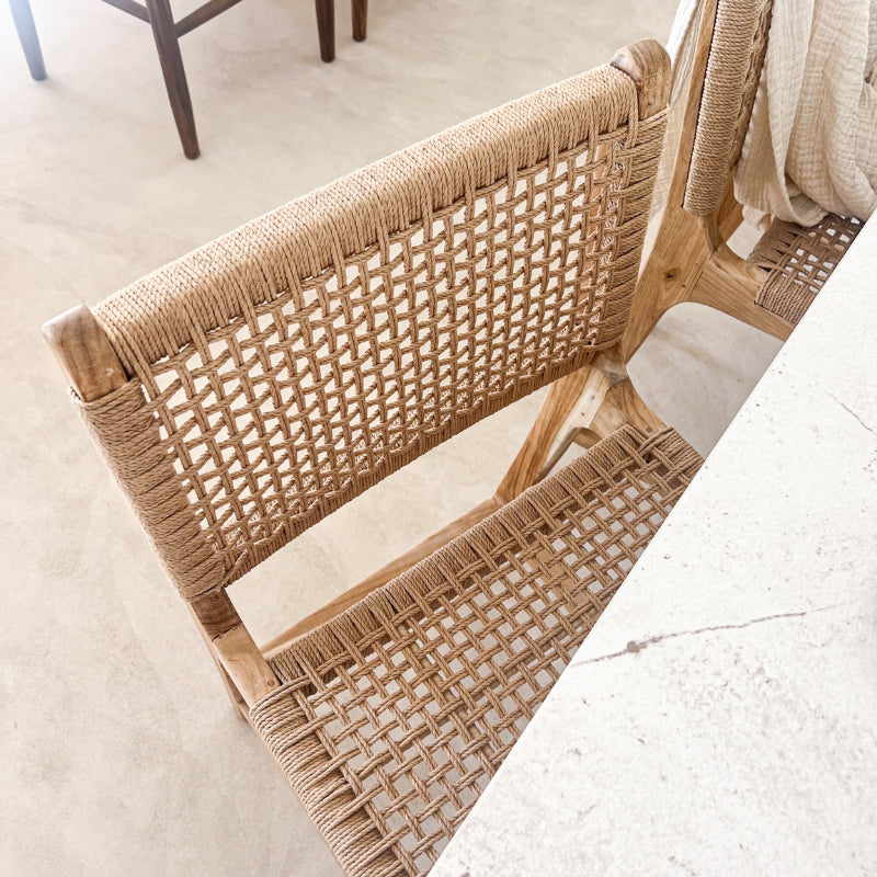 Tabouret en Teck Blanchi et Corde Naturelle - Punta