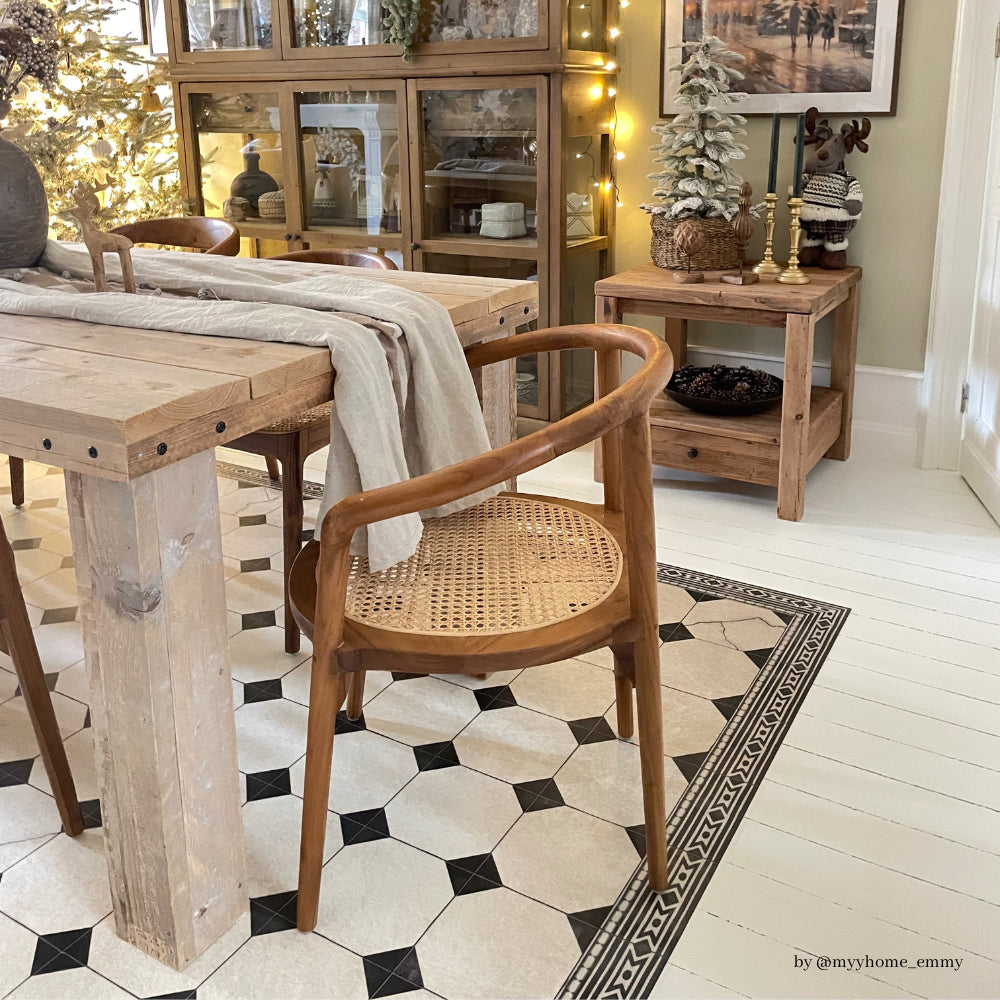 Chaise en bois de teck et cannage - Cinta