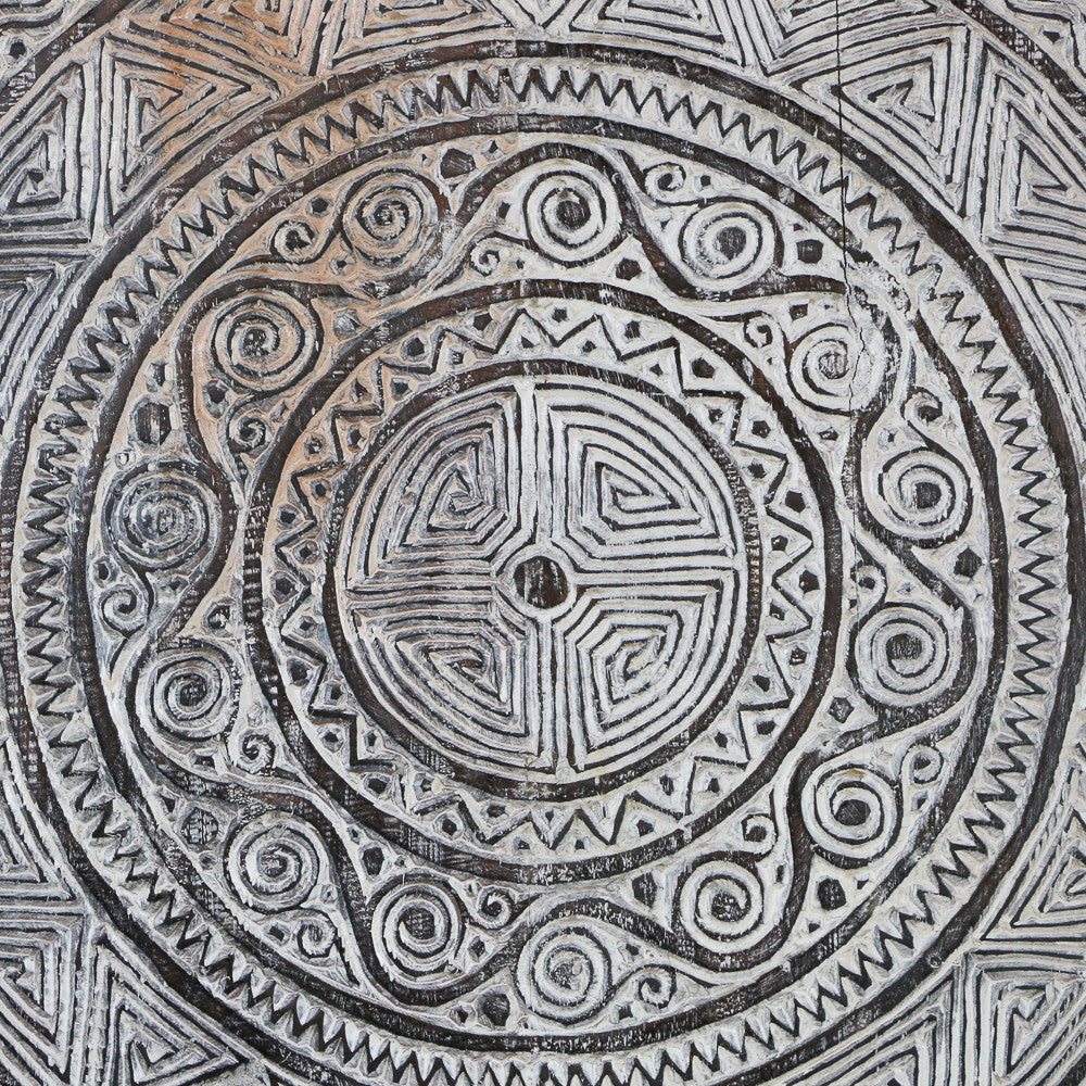 Panneau décoratif Toraja rond en bois sculpté - 100x100 cm