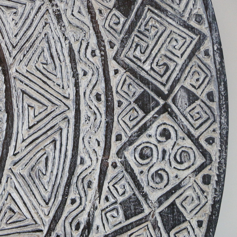Panneau décoratif Toraja rond en bois sculpté - 100x100 cm