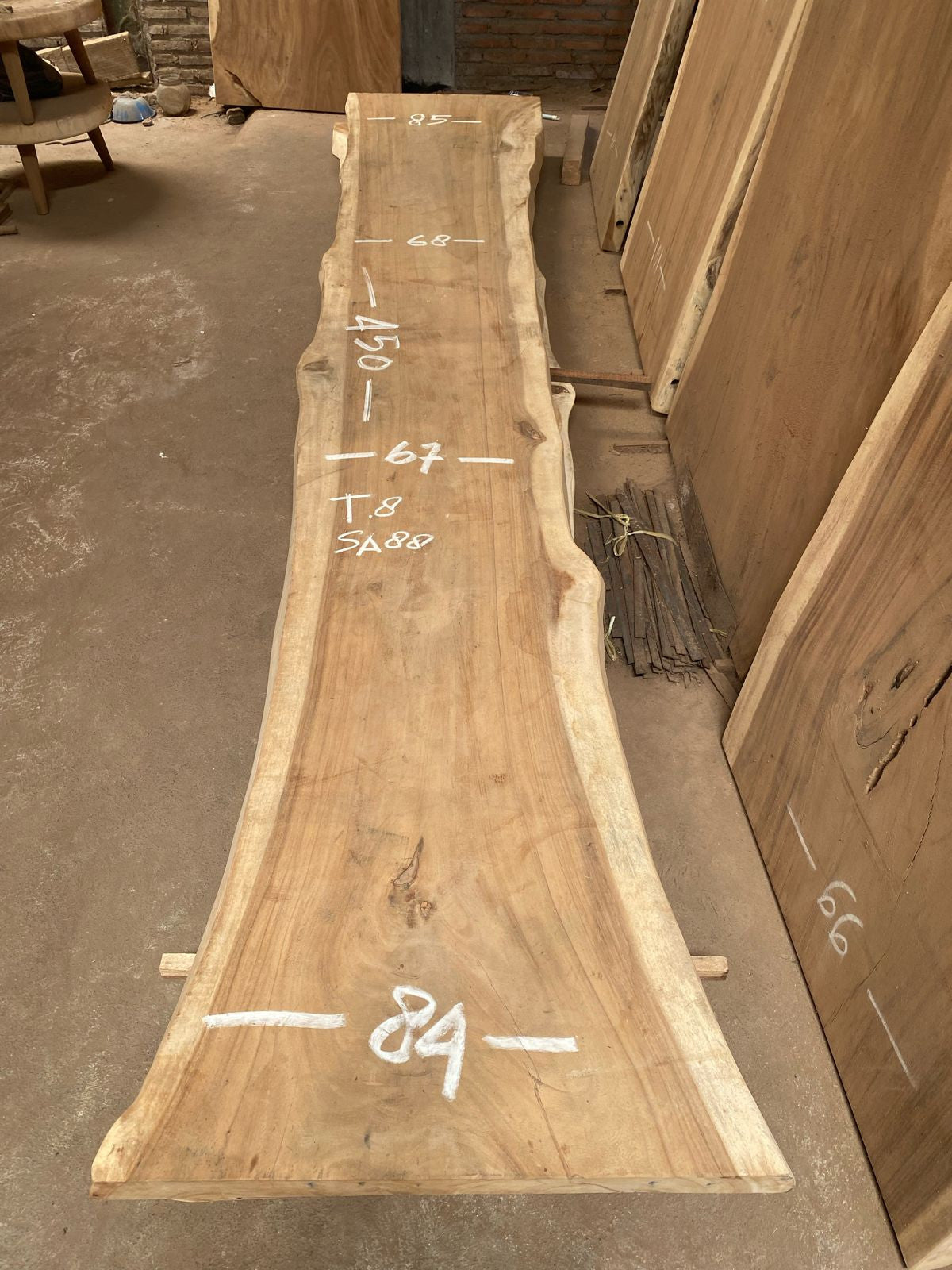 Table et plateau à manger en bois de suar massif 450X85 cm