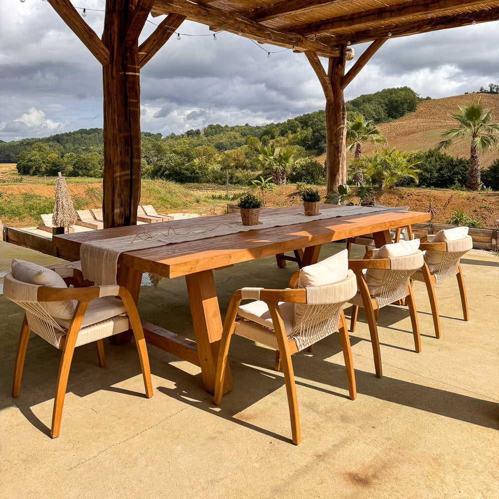 Chaise extérieure en bois de teck et corde synthétique - Douma
