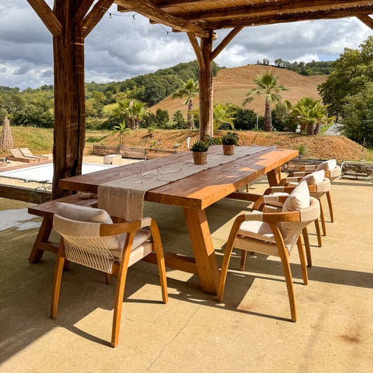 Chaise extérieure en bois de teck et corde synthétique - Douma