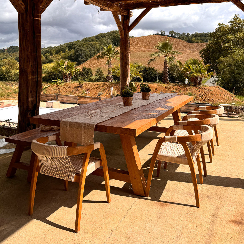 Table exterieure en teck recyclé