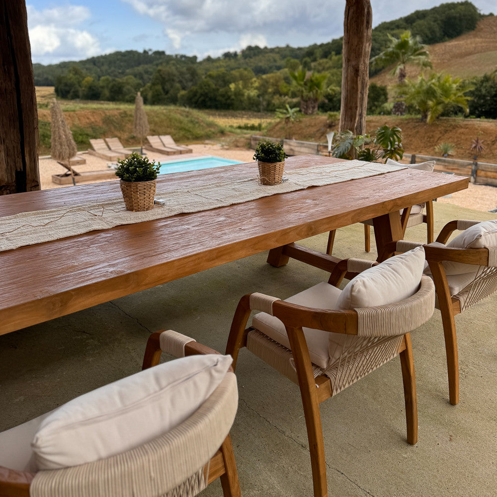 Table exterieure en teck recyclé