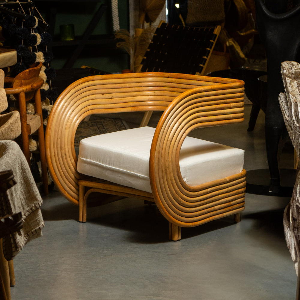 Fauteuil Rottan en rotin et tissu