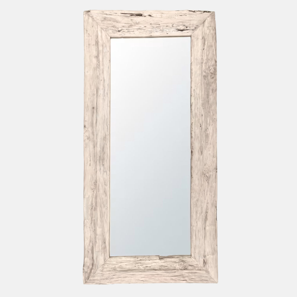 Miroir rustique en bois recyclé blanc
