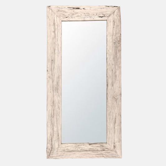 Miroir rustique en bois recyclé blanc