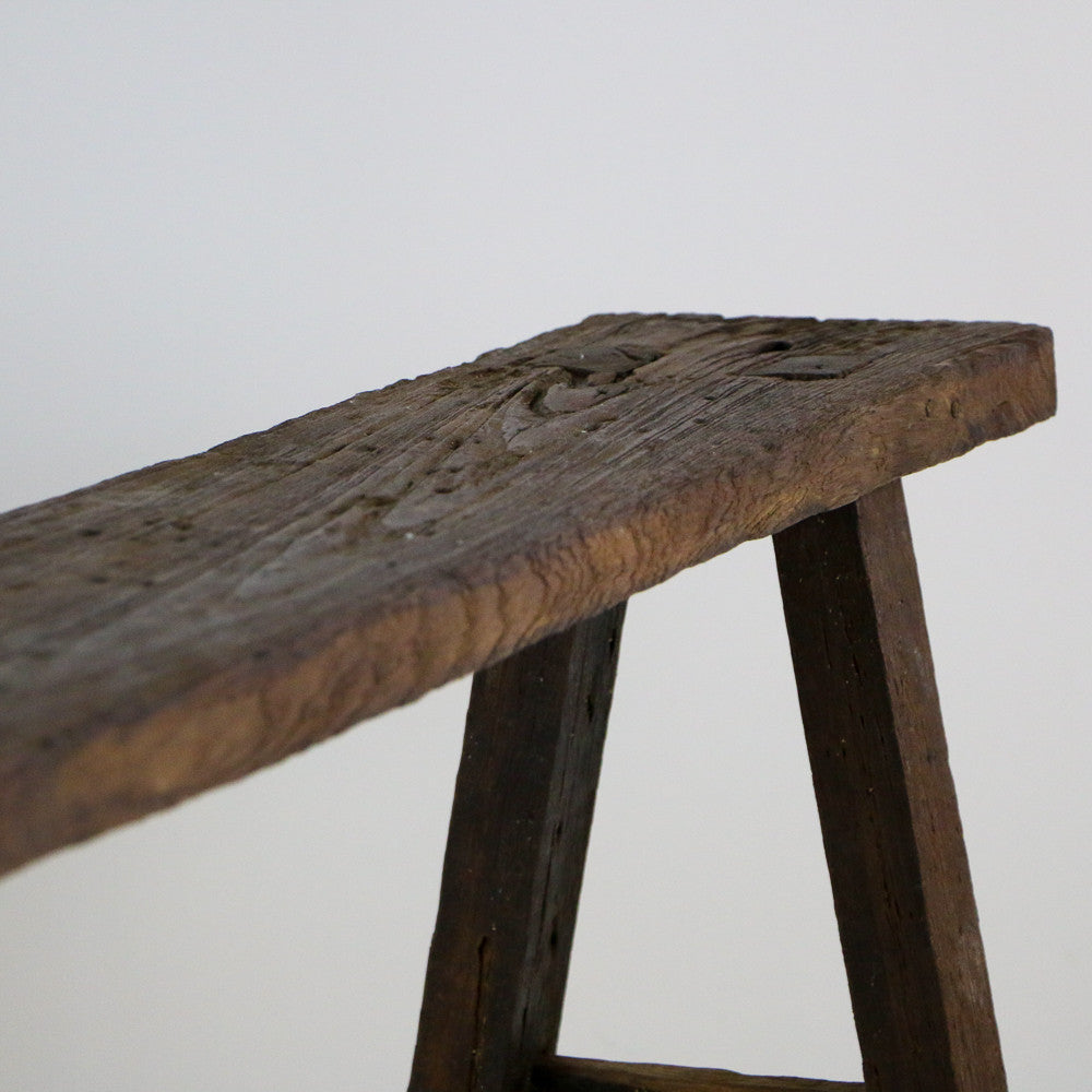 Banc rustique en bois de teck recyclé 120 à 150 cm