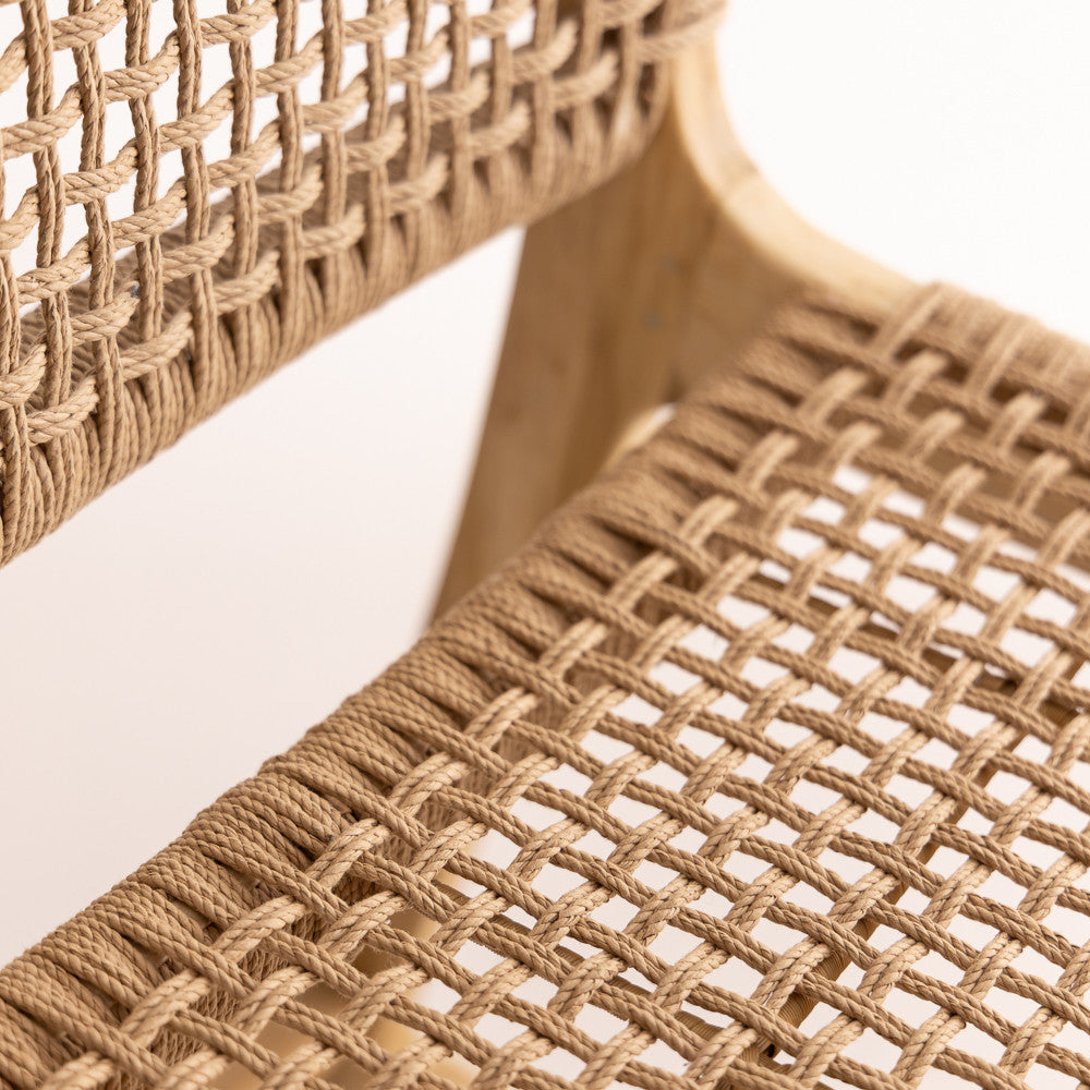 Tabouret en Teck Blanchi et Corde Naturelle - Punta