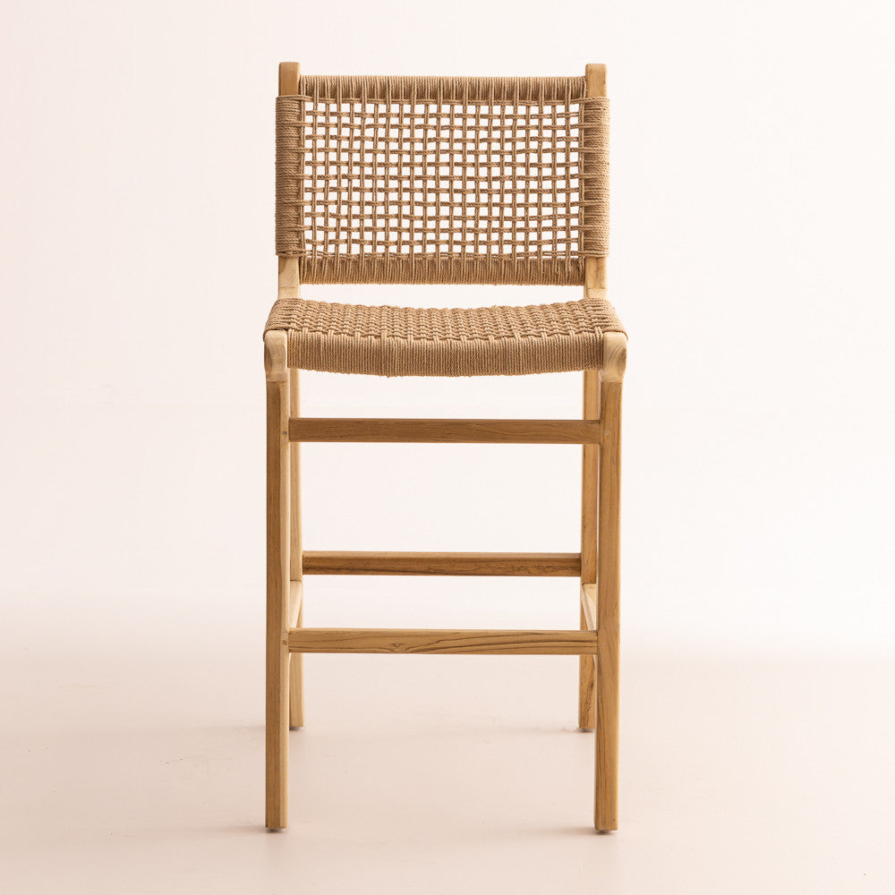 Tabouret en Teck Blanchi et Corde Naturelle - Punta
