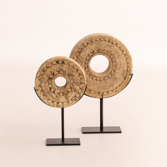Disque Labé sur socle en bois recyclé
