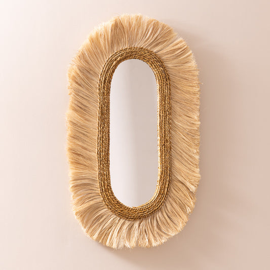 Miroir Boro Oval en fibre de banane naturelle