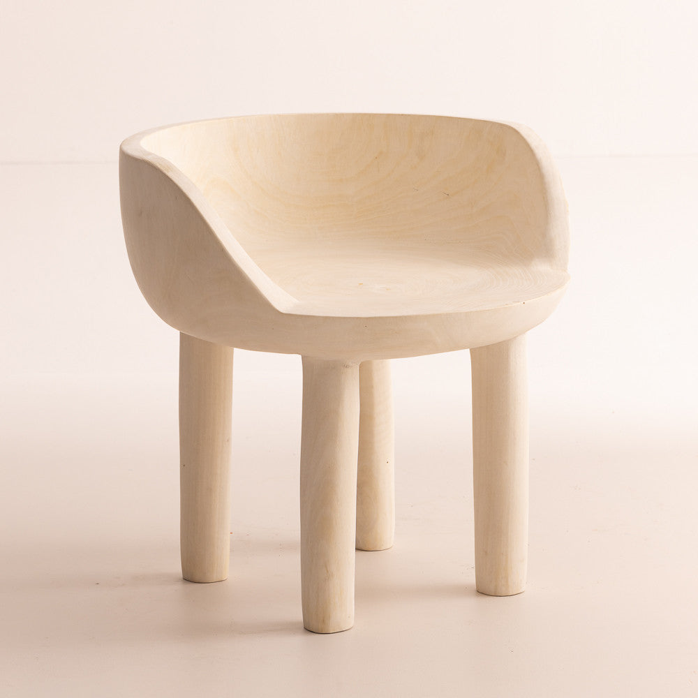 Fauteuil en bois blanc Rimba