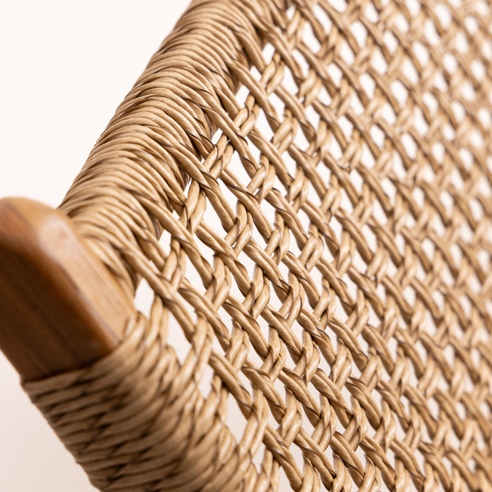 Fauteuil accoudoir en bois de teck et corde synthétique