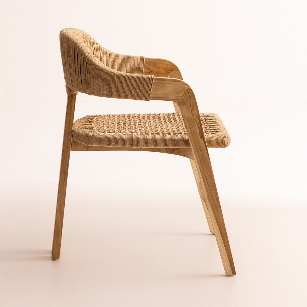 Chaise Trépied  en bois de teck blanchi