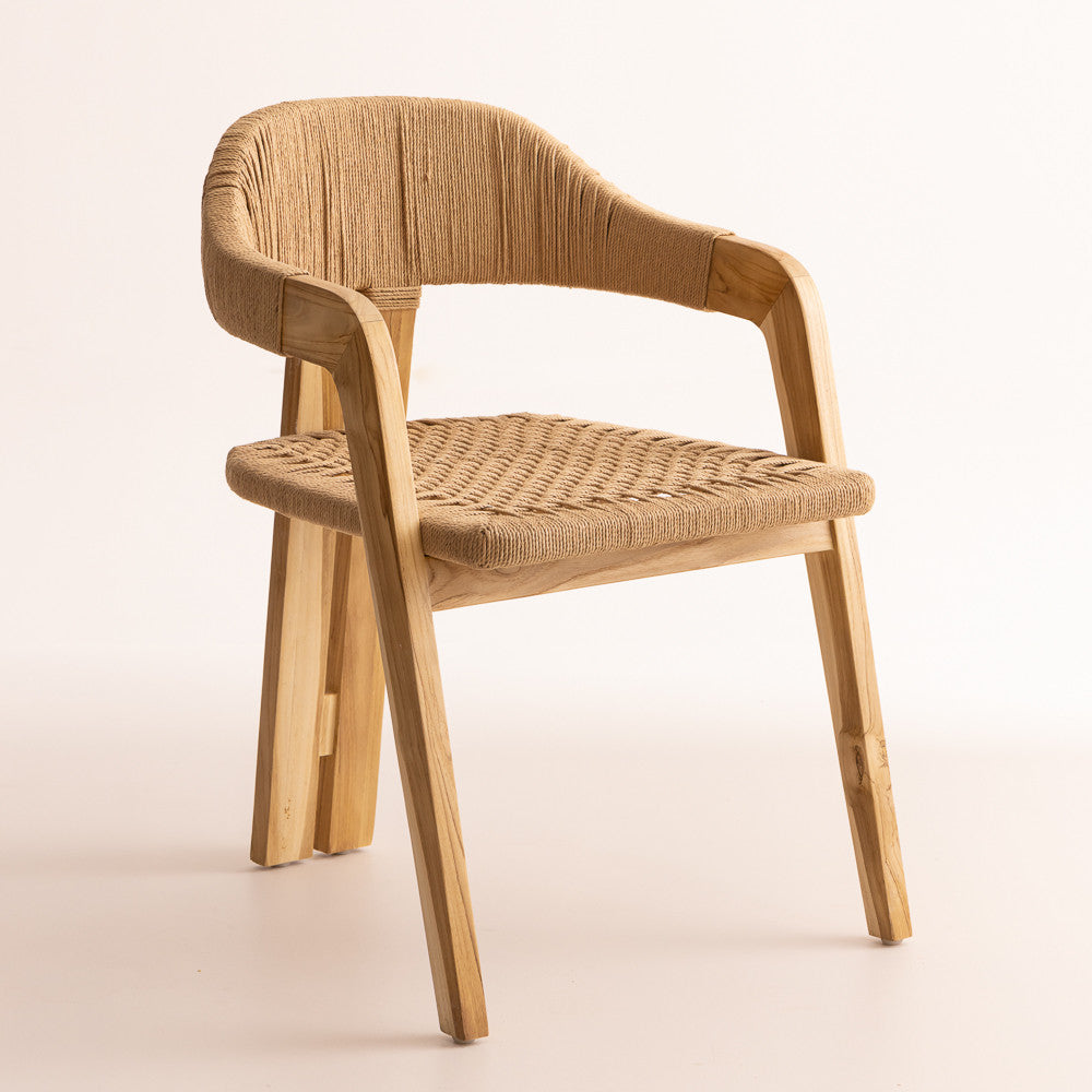 Chaise Trépied  en bois de teck blanchi