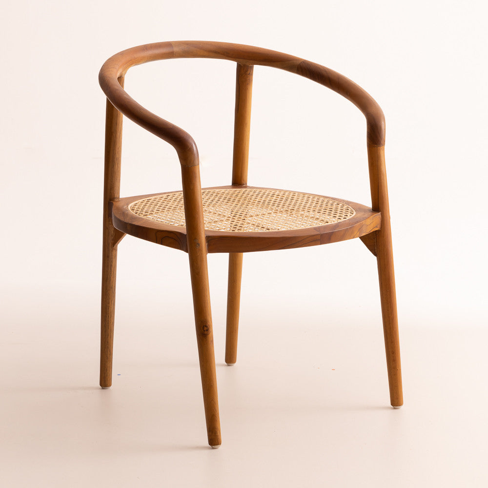 Chaise en bois de teck et cannage - Cinta