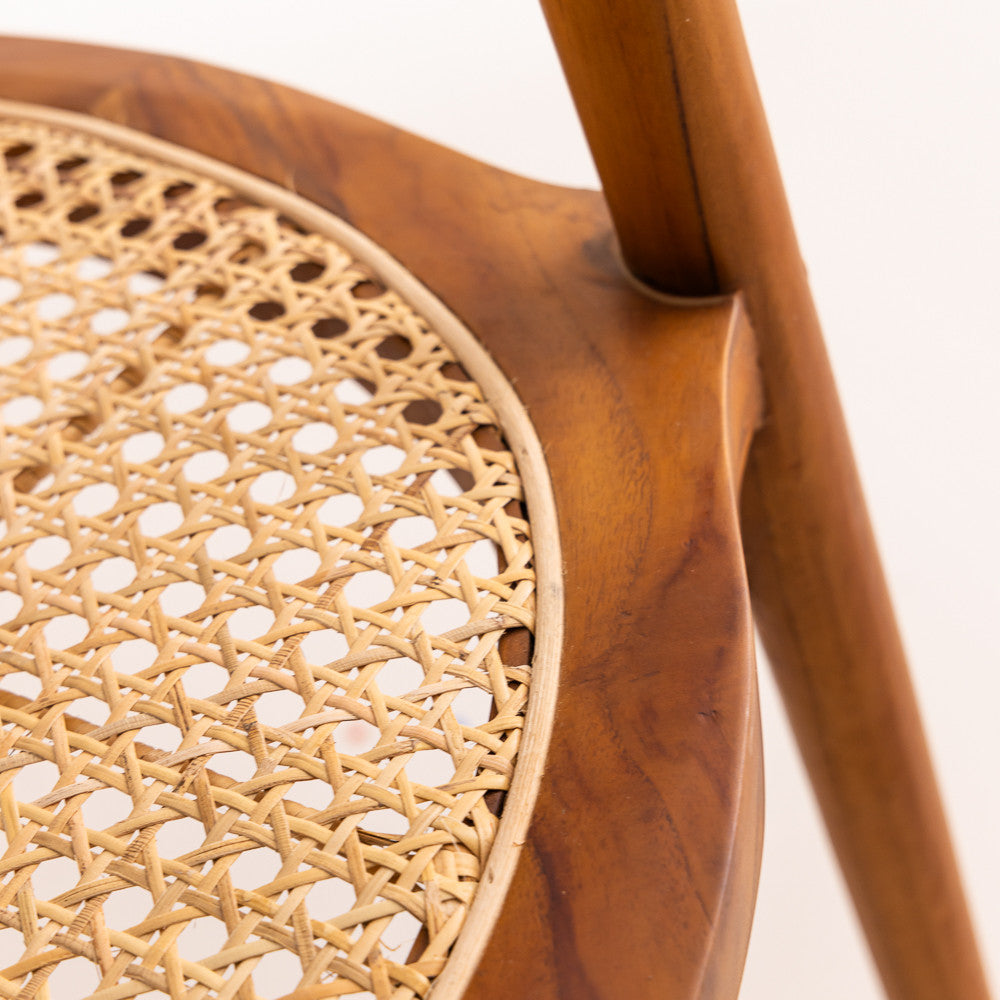 Chaise en bois de teck et cannage - Cinta