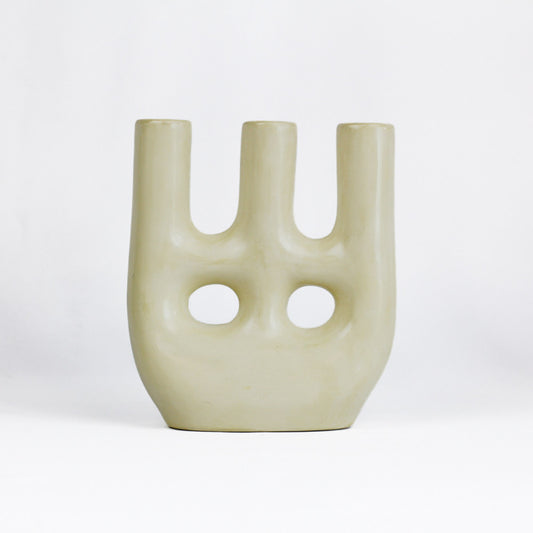 Vase 3 têtes 2 trous en argile