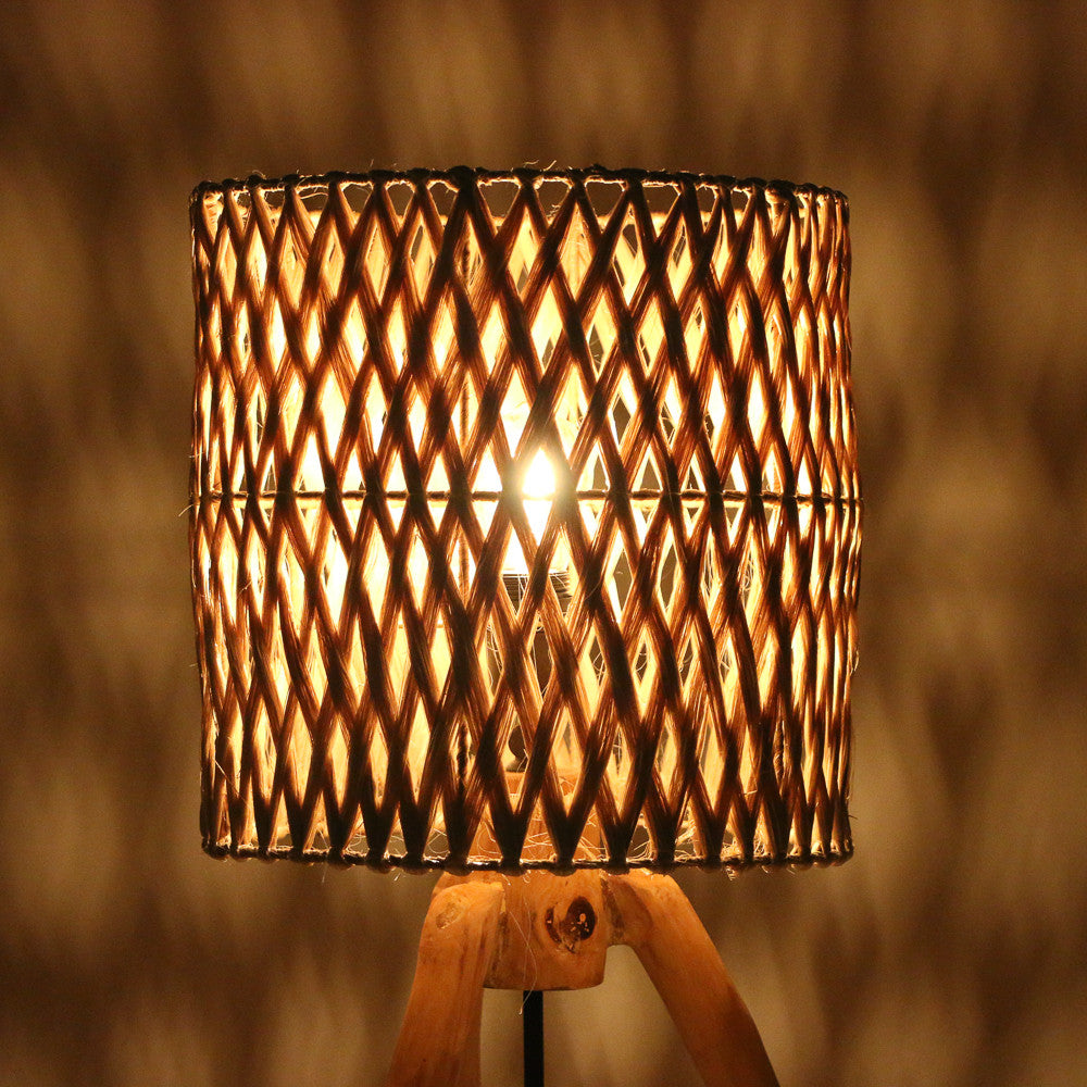 Lampe à poser Cabang en bois et fibre d'abaca