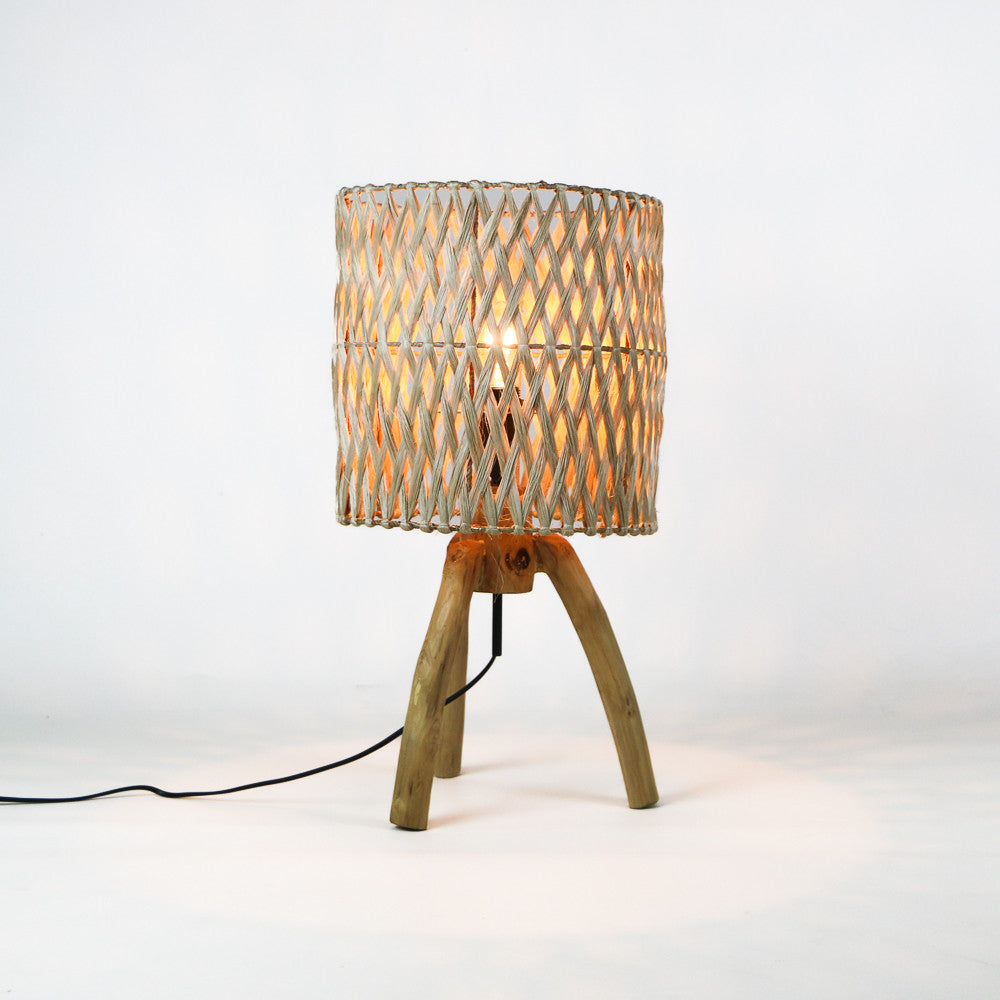 Lampe à poser Cabang en bois et fibre d'abaca