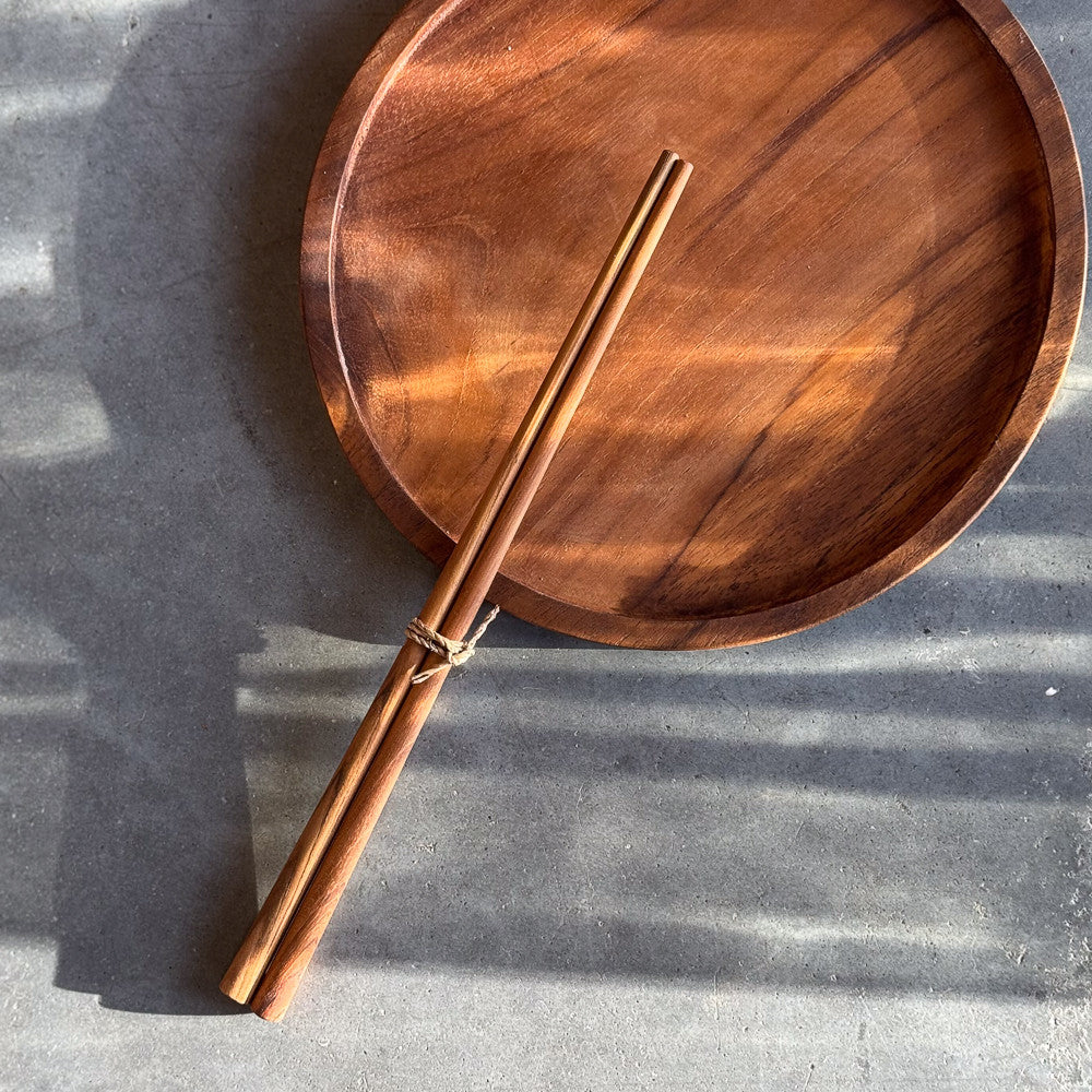 Assiette ronde en teck